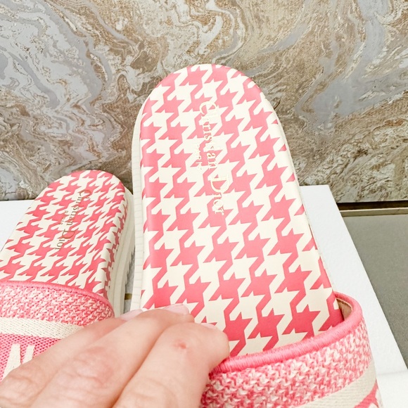 New! Christian Dior Canvas Houndstooth Embroidered Dway Slide Sandals - Picture 4 of 9